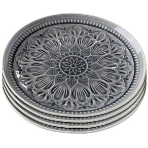 Assiette plate en grès gris D27 - Lot de 4