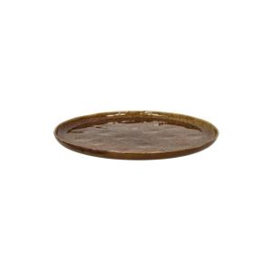 Assiette plate en grès marron