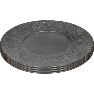 Assiette plate en grès noir D21 - Lot de 4