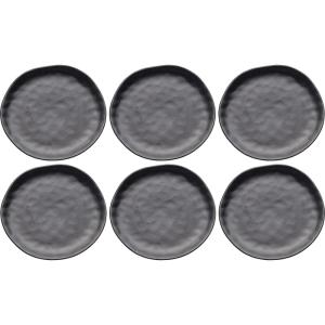 Assiette plate en grès noir D26 - Lot de 6