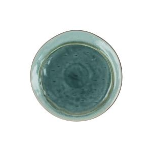 Assiette plate en grès turquoise