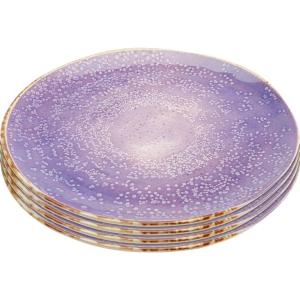 Assiette plate en grès violet D20 - Lot de 4