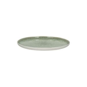 Assiette plate en porcelaine blanc et vert pâle