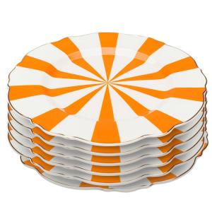 Assiette plate en porcelaine blanche et orange D22 - Lot de…