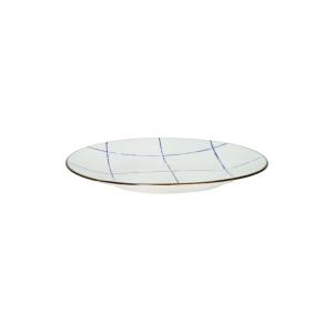 Assiette plate en porcelaine bleue