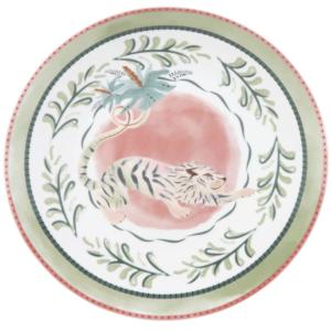 Assiette plate en porcelaine motif tigre multicolore