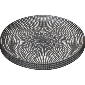 Assiette plate en porcelaine noire et blanche D26 - Lot de 4