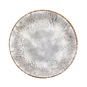 Assiette plate forme coupe en Grès Gris texturé