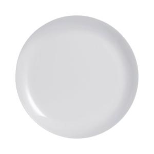 Assiette plate grise en verre opale extra résistant D25cm