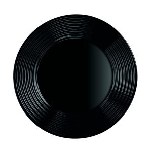 Assiette plate noire en verre trempé extra résistant D25cm