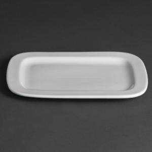 Assiette rectangulaire arrondie blanche lot de 12