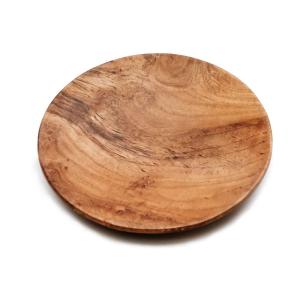 Assiette ronde en bois de teck naturel 25x25 cm