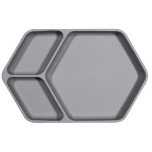 Assiette ventouse carré en silicone gris foncé