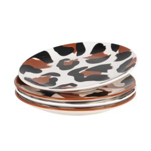 Assiettes à dessert en céramique motifs léopard blancs, noi…