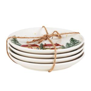 Assiettes en céramique imprimé de Noël multicolore (x4)