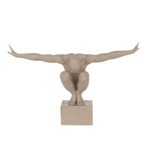 Athlète sur socle en synthétique beige 49x13x33 cm