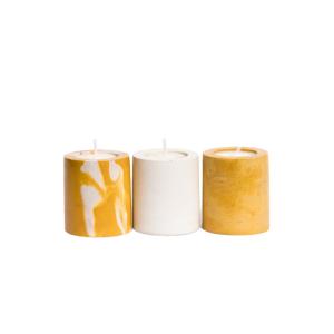 Baby bougies en béton jaune - Lot de 3 bougies parfumées