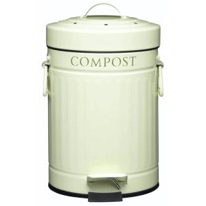 Bac à Compost à Pédale Acier Blanc 3L