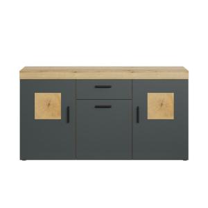 Bahut 3 portes et 1 tiroir L160 cm - Gris Anthracite