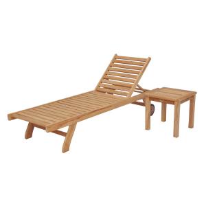 Bain de soleil droit avec table d'appoint en teck