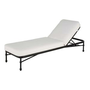 Bain de soleil en acier noir et matelas en polyester recycl…