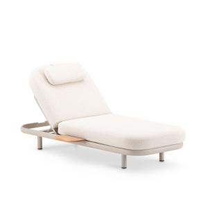 Bain de soleil en aluminium avec coussin et table beige