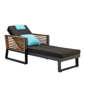 Bain de soleil en aluminium et en teck luxe