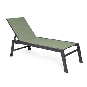 Bain de soleil en aluminium et textilène anthracite/vert