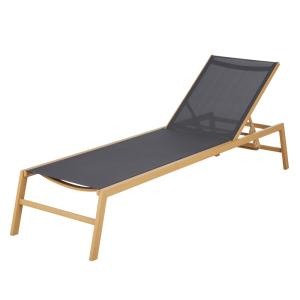 Bain de soleil en aluminium imitation bois et toile plastif…