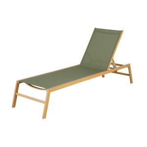 Bain de soleil en aluminium imitation bois et toile plastif…