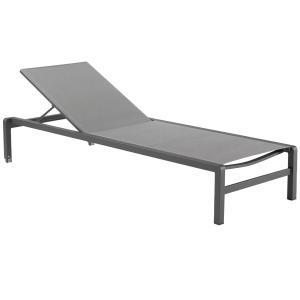 Bain de soleil en aluminium mat et textilène gris anthracit…