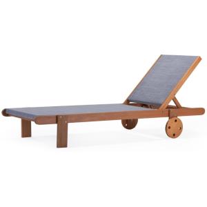 Bain de soleil en bois gris 193 x 71 x 80 cm