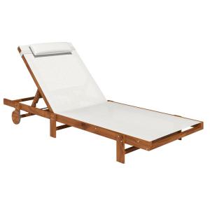 Bain de soleil en bois roulettes dossier inclinable coussin…