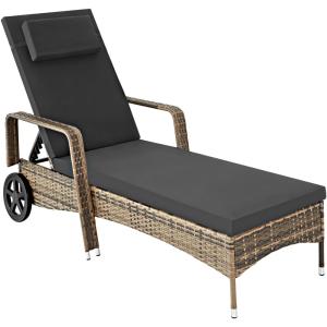 Bain de soleil en résine tressée et acier marron naturel et…