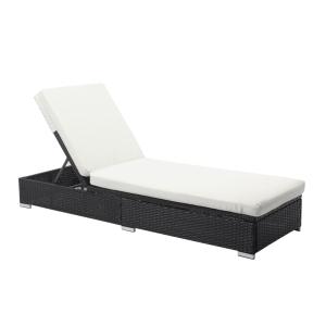 Bain de soleil en résine tressée noir et matelas blanc