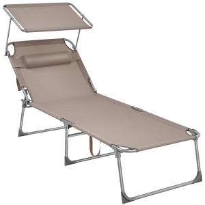 Bain de soleil grand 200 x 71 x 38 cm avec pare-soleil taupe