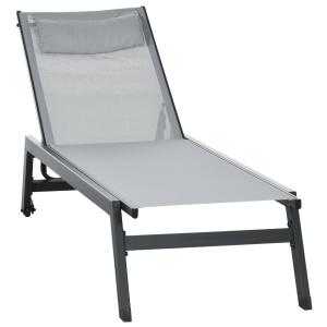 Bain de soleil inclinable aluminium textilène gris