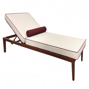 Bain de soleil inclinable effet bois écru et bordeaux