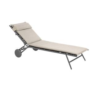 Bain de soleil matelassé en acier beige L186xl77xH77