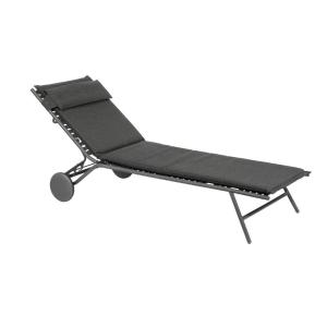 Bain de soleil matelassé en acier gris L186xl77xH77