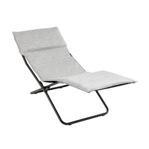 Bain de soleil matelassé pliant en acier gris L164xl63xH68