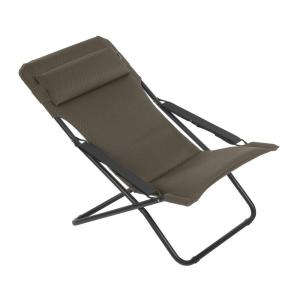 Bain de soleil matelassé pliant en acier marron L93xl67xH88