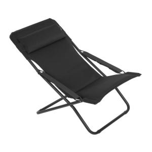 Bain de soleil matelassé pliant en acier noir L93xl67xH88