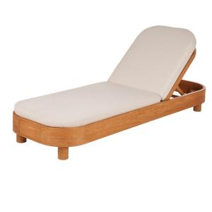 Bain de soleil pour hôtel en bois de teck et coussins écrus…