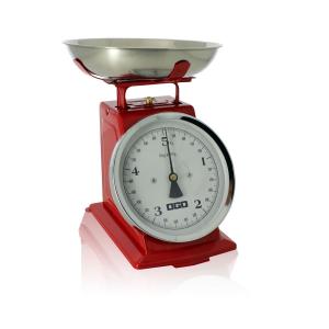 Balance de cuisine mécanique en inox rouge 5kg/20g