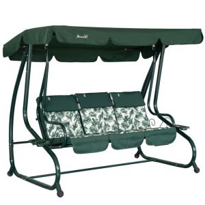 Balancelle 3 places verte convertible en lit avec toit régl…