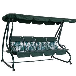 Balancelle 4 places verte convertible en lit avec toit régl…