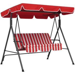 Balancelle de jardin 3 places acier polyester noir/rouge