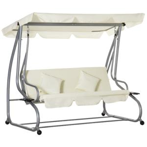 Balancelle de jardin 3 places convertible acier polyester n…