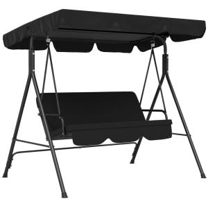 Balancelle de jardin 3 places polyester noir